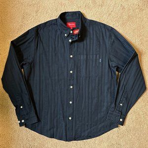 Supreme Men's Jacquard Stripe Twill Button Down Shirt Navy size Small NEW